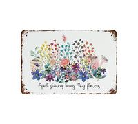 April Showers Bring May Flowers Spring Metal Tin Sign Retro Poster Decor Wall Decor For Bathroom Coffee Shop Decor Bar Man Cave Garage Wall Decor Gift For Women Men 5.5x8 Inch Plaque Tin Sign