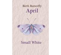 (April) Small White Birth Butterfly Gemstone Line Paper Writing Journal, 100 Pages, 6” x 9” Lined Paper Notebook, Hardcover