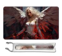 April Space Playmat Board Game MTG Duel Playmat Trading Card 23.6 x 13.8in Stitching Edges Compatible for TCG CCG RPG OCG with Card Zones Including Storage Bags (No Zone,Shining Angel)
