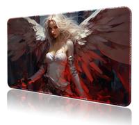 April Space Playmat Board Game MTG Duel Playmat Trading Card 24 x 14in Stitching Edges Compatible for TCG CCG RPG OCG with Card Zones Including Storage Bags (No Zone,Shining Angel)