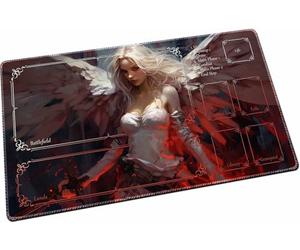 April Space Playmat for MTG & TCG，24x14 inches(Shining Angel-with Zone)