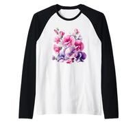 April Sweet Pea Birth Flower Botanical Bloom Raglan Baseball Tee