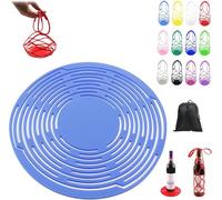APRILADY 2026 New Multi-Use Silicone Storage Bag & Organizer, Multifunctional Mesh Coaster, Wine Carrier Bag - Handheld Bottle Mesh Coaster & Drink Holder, Stable Placement Scratch (Blue)