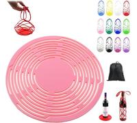 APRILADY 2026 New Multi-Use Silicone Storage Bag & Organizer, Multifunctional Mesh Coaster, Wine Carrier Bag - Handheld Bottle Mesh Coaster & Drink Holder, Stable Placement Scratch (Pink)