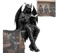 APRILADY Gothic Dark Shelf Sitter Grim Reaper Skeleton Figurine, Faceless Winged Demon, Dark Fantasy Book Decor Resin for Library Study Halloween，#A