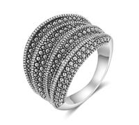 Aprilery Black Rings for Women, Vintage Cross Marcasite Rings Statement Big Chunky Aesthetic Ring Costume Jewelry for Women Gifts for Her, 18K Plated Gold, No Gemstone