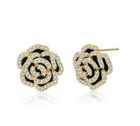 Aprilery Flower Stud Earrings for Women, Trendy Rhinestone Floral Heart Boho Studs Hypoallergenic Statement Earrings Cocktail Costume Jewelry Gifts for Women (C)