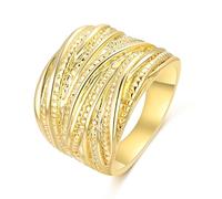 Aprilery Gold and Silver Rings for Women, Fashion 18K Gold Plated Chunky Statement Ring Band Dome Mask Design Cocktail Costume Jewelry for Her, Copper, No Gemstone