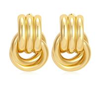Aprilery Gold Geometric Earrings for Women, Chunky Gold Dangle Earrings Trendy Vintage Statement Earrings Dupes Jewelry for Women, 30 mm, 14K Gold Plated, No Gemstone