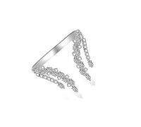 Aprilery Two-Finger Statement Ring Palm for Women, Fashion CZ Crystal Adjustable Rings Cocktail Open Multiple Ring Leaf Wedding Party Prom Accessory Jewelry Gifts for Her