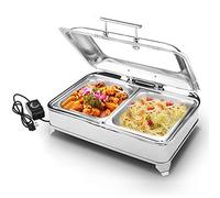 Aprilhp Food Warmers for Parties Buffets Electric, Stainless Steel Buffet Server and Warming Tray, 9L, Chafing Dish Buffet Set - Adjustable Temperature + Hot Plate Electric