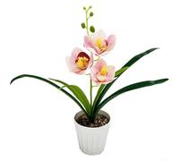Aprilsunnyzone 3 Piece Artificial Cymbidium Orchid In Pots For Living Room Bedroom Study Room Office And Photography Prop Styling(Light Pink)