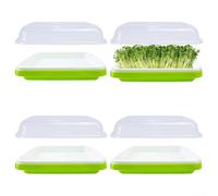 Aprilsunnyzone 4 Pack Sprouter Trays With Lid Germination Propagator Tray For Growing Home Sprouts Such As Lentils Mung Beans Mustard Greens