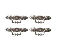 Aprilsunnyzone 4PCS Antique Zinc Alloy Handles for Cabinets Elegant Foldable Design for Furniture and Dollhouse Decoration (Silver)
