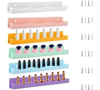 Aprilsunnyzone 6 Piece Wall Mounted Transparent Acrylic Wave Nail Polish Organizer For Nail Lacquer Bottles And Small Cosmetic Storage Needs(6-pack Macaron color)