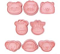 Aprilsunnyzone 8-Piece Animal-Shaped Cookie Cutter Set For Baking Cookies Cakes And Pastry Decorations With 3D Giraffe Lion Panda Elephant Designs