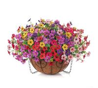 Aprilsunnyzone Artificial Fake Hanging Flowers Plants Basket,Faux Silk Colorful Daisy, For Summer Outdoor Outside Decoration, Faux Silk Colorful Daisy (B)