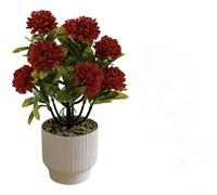 Aprilsunnyzone Artificial Hydrangea Chrysanthemum Bonsai Floral Arrangement Made Of Plastic For Living Room Bedroom Decor(Red)