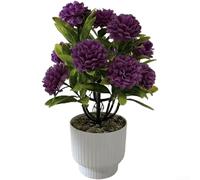 Aprilsunnyzone Artificial Hydrangea Chrysanthemum Bonsai Floral Arrangement Made Of Plastic For Living Room Bedroom Decor(Purple)
