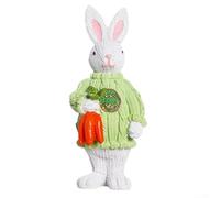 Aprilsunnyzone Artisan Easter Bunny Resin Sculpture Designed For Spring Festivities And Cheerful Indoor Environment Enhancement(Green)