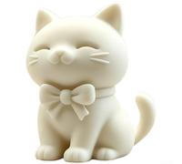Aprilsunnyzone Bow Accented Kitten Art Statue 3D Printed Contemporary Decor Piece For Home Office Space Enhancement(Cat)
