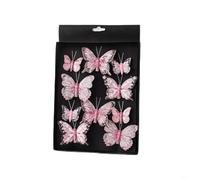 Aprilsunnyzone Christmas Tree Ornaments 10 Pc Hollow Butterfly Style With Glitter Sparkle For Holiday Decorating And Seasonal Flair(Pink)