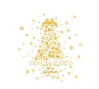 Aprilsunnyzone Christmas Window Decorations Tree Glass Stickers Electrostatic PVC Gold Silver Holiday Festive Home Reusable Seasonal Clings(D13577)
