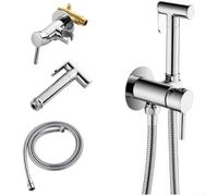 Aprilsunnyzone Copper Handheld Bidet Spray for Toilet with Adjustable Hot and Cold Water Flow, Modern Space-Saving Bathroom Fixture, Includes Hose and Valve, Matte Black(A)