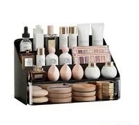 Aprilsunnyzone Makeup Organizer With Dustproof Drawer Style And Large Capacity Offering Multiple Compartments To Store Cosmetics Neatly And Access Them Conveniently(black)