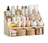 Aprilsunnyzone Makeup Organizer With Dustproof Drawer Style And Large Capacity Offering Multiple Compartments To Store Cosmetics Neatly And Access Them Conveniently(Cream)