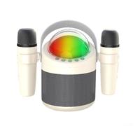 Aprilsunnyzone Portable Karaoke Speaker For Kids, Deep Bass LED Lights, Dual Wireless Microphone, Easy Carrying