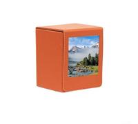 Aprilsunnyzone Portable PVC Photo Storage Box Designed To Hold 50 Photos With A Secure Lid To Keep Your Memories Protected And Organized For Travel Or Home Use(Orange)