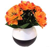 Aprilsunnyzone Realistic Artificial Chrysanthemum Potted Plant For Desk Shelf Table Decor Without Watering Or Maintenance(Orange)