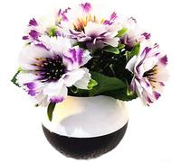 Aprilsunnyzone Realistic Artificial Chrysanthemum Potted Plant For Desk Shelf Table Decor Without Watering Or Maintenance(Purple)