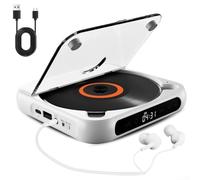 Aprilsunnyzone Rechargeable Portable CD Player With Compact Design, HiFi Sound For Home And Travel, Supports Wireless And Wired Playback, Lightweight And Portable(White)