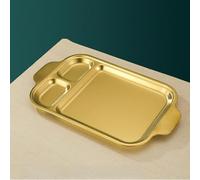 Aprilsunnyzone Stainless steel divided Korean roasting tray for portion control, compatible with microwave and oven, dishwasher safe, designed to separate foods and simplify meal service (Gold2)