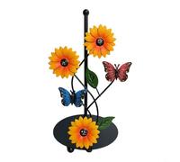 Aprilsunnyzone Sunflower Paper Towel Holder Iron Craft Kitchen Accessory Decorative Tissue Stand Floral Design Home Decor for Living Room Dining Room Easy Access Stable Base(The Butterfly)