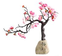 Aprilsunnyzone Traditional Chinese Aesthetic Resin Ornament Shaped As Wintersweet Blossom For Home Office And Study Room Styling(Quiet + Pink)