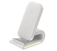Aprilsunnyzone Wireless Charger 15W Fast Charging 2 In 1 Stand For For Iphones Touch Night Light Feature Compact ABS Material Suitable For Desk And Bedside(White)