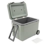 Apriltop 45L Portable Cool Box with Wheels and Pull Rod,Insulated Portable Ice Cooler with Leak-Proof Lock Buckles,Cold and Hot Insulation Rolling Cooler, for Camping Traveling Beach (Gray-Green)