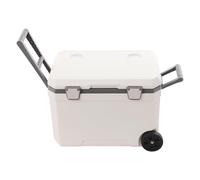 Apriltop 45L Portable Cool Box with Wheels and Pull Rod,Insulated Portable Ice Cooler with Leak-Proof Lock Buckles,Cold and Hot Insulation Rolling Cooler, for Camping Traveling Beach (Grayish White)