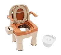 Apriltop 50x50x80.5 cm Toilet Chair for Elderly with Tissue Box and Inner Bucket, Load Bearing 100 Kg, Bedside Commode for Disabled People and Pregnant Women, Armrest Rotate 90 Degrees (Orange)