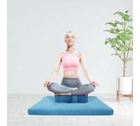 Apriltop Meditation Cushions, Made of Velvet, Buckwheat Husk and Cotton, Pure Color Yoga Pillows for Sitting on Floor, for Bedrooms, Living Rooms, Balconies, Yoga Rooms, Courtyards (Blue)