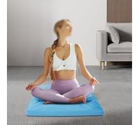 Apriltop Meditation Cushions, Made of Velvet, Buckwheat Husk and Cotton, Pure Color Yoga Pillows for Sitting on Floor, for Bedrooms, Living Rooms, Balconies, Yoga Rooms, Courtyards (Light Blue)