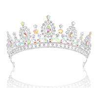 Aprince AB Silver Crown and Tiara for Women Girls, Crystal Princess Tiara Queen Crown, Rhinestone Headbands Royal Diadem for Wedding Birthday Halloween Cosplay Prom Quinceanera Pageant Party Gifts