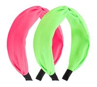 Aprince Neon Accessories 80s 90s Fluorescent Headband for Women Hot Pink Green Knotted Headbands Hair Accessories for Women Girls