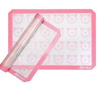 Aprince Silicone Baking Mat Set of 2 Half Sheets for Macarons - Non Stick Cookie Sheet Professional Grade (2) (Pink)