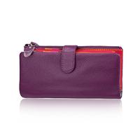 AprinCtempsD Women's Wallet Genuine Leather Ladies Clutch Purse Long Credit Card Organizer Large Capacity with Zipper (Purple)