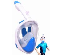 Aprllolg Full Face Snorkel Mask,Snorkeling Diving Mask for Adults with 180° Panoramic View,Sports Camera Compatible Snorkel Set Scuba Mask (Blue XS)