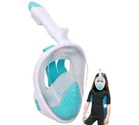 Aprllolg Full Face Snorkel Mask,Snorkeling Diving Mask for Adults with 180° Panoramic View,Sports Camera Compatible Snorkel Set Scuba Mask (Green XS)